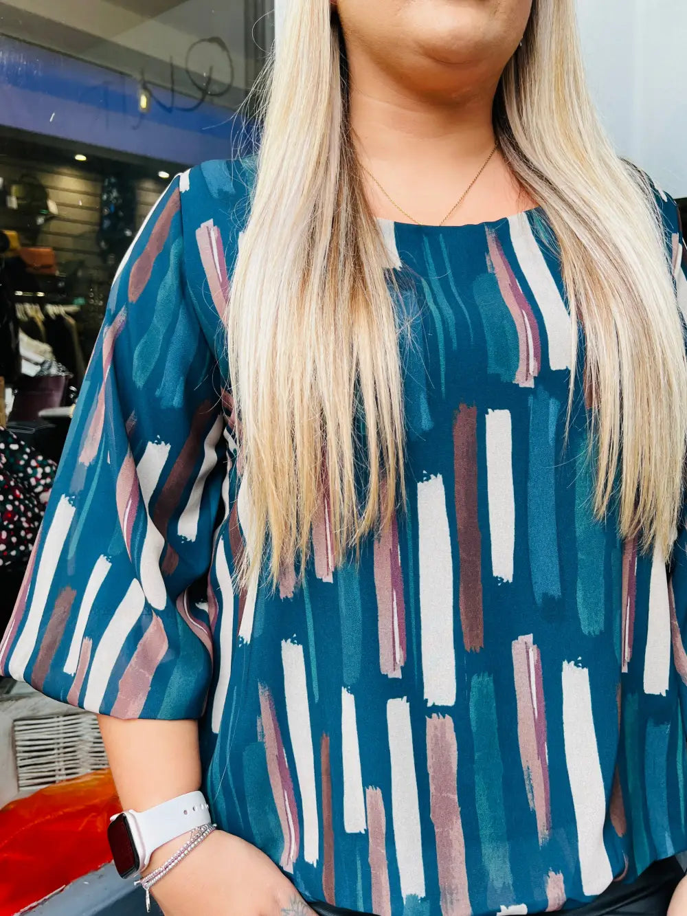 Sofia Chiffon Bubble Hem Blouse TEAL