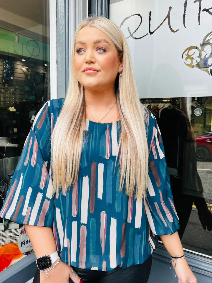 Sofia Chiffon Bubble Hem Blouse TEAL