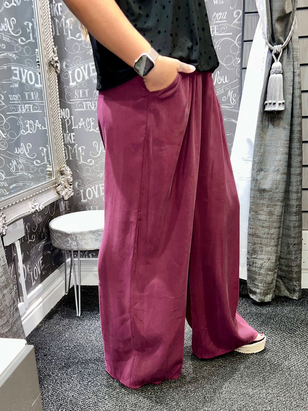 Zara Wide Leg Trousers AUBERGINE