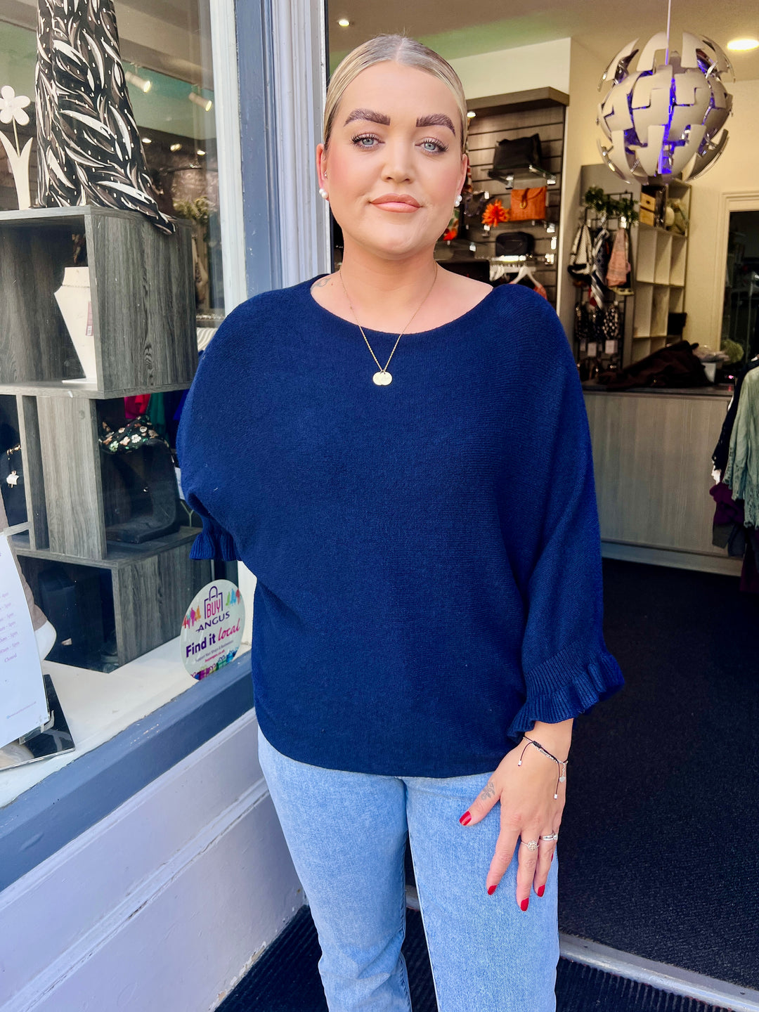 Klara Frill Sleeve Knit NAVY