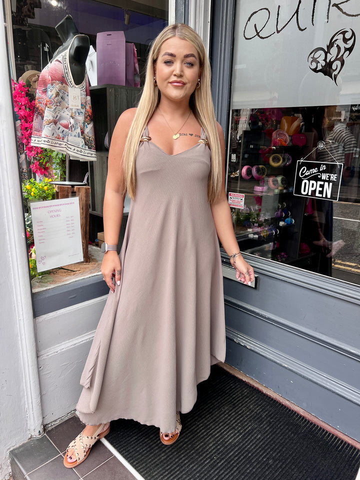 Aria Gold Buckle Maxi Dress MOCHA