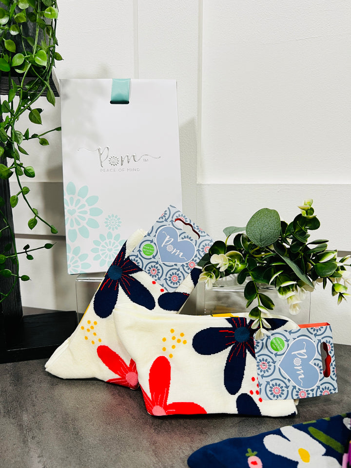 POM Funky Floral Ankle Socks CREAM