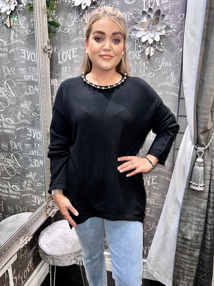Bridget Metallic Bead Embossed Knit BLACK