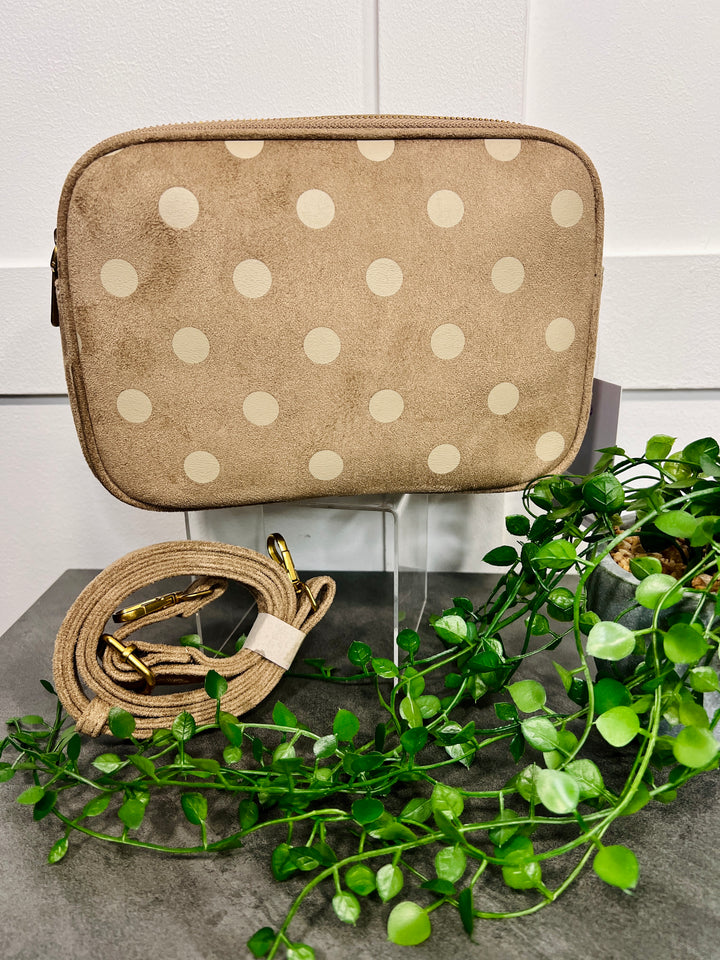 Polka Dot Suedette Camera Bag BEIGE