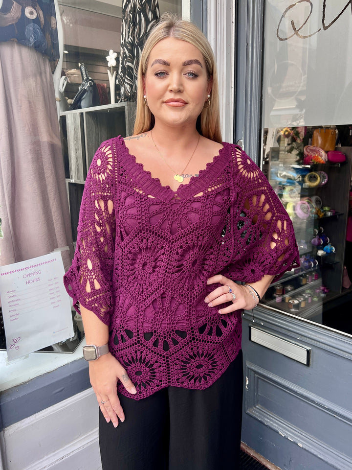 Scarlett Crochet With Vest PLUM