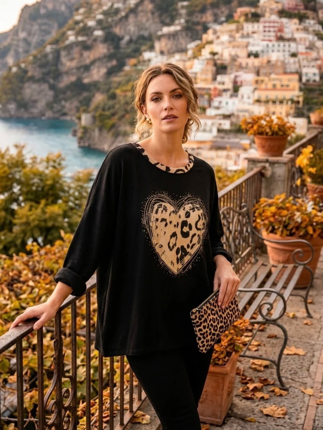 Arden Sparkle Heart Sweatshirt BLACK