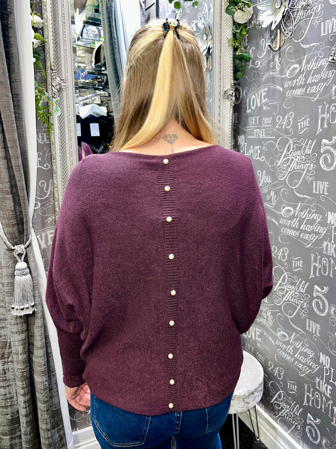 Pearl Back Jumper BERRY