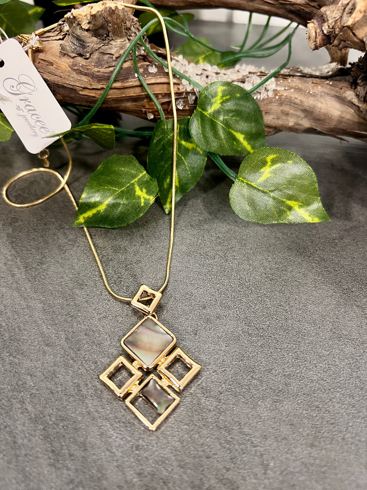 Gracee Short Square Abstract Necklace GOLD