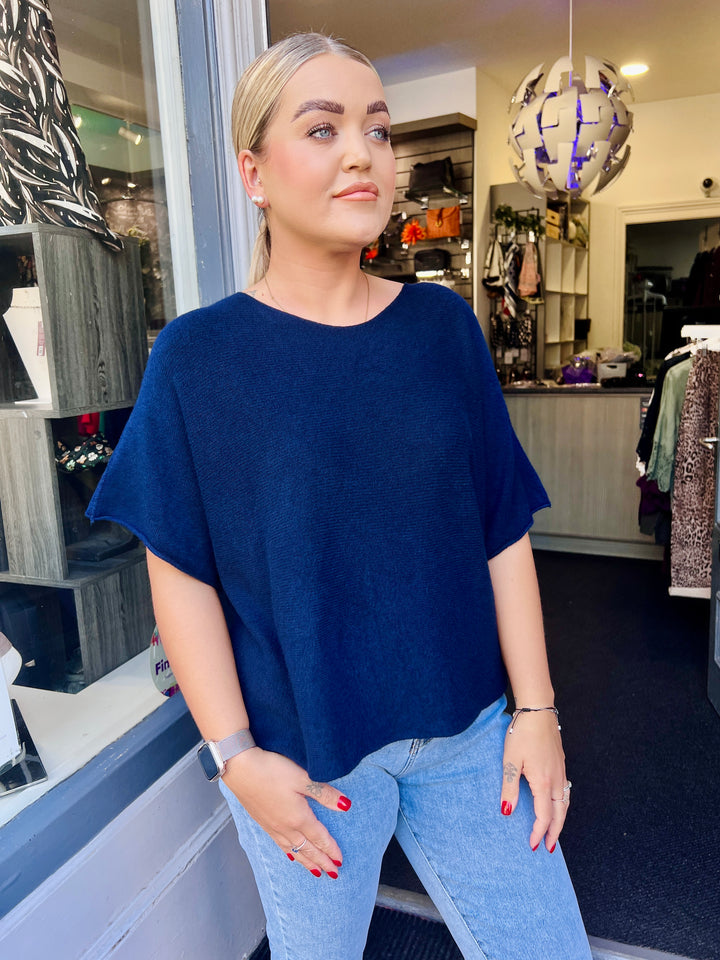 Sandi Italian Soft Knit Short Sleeve Jumper NAVY