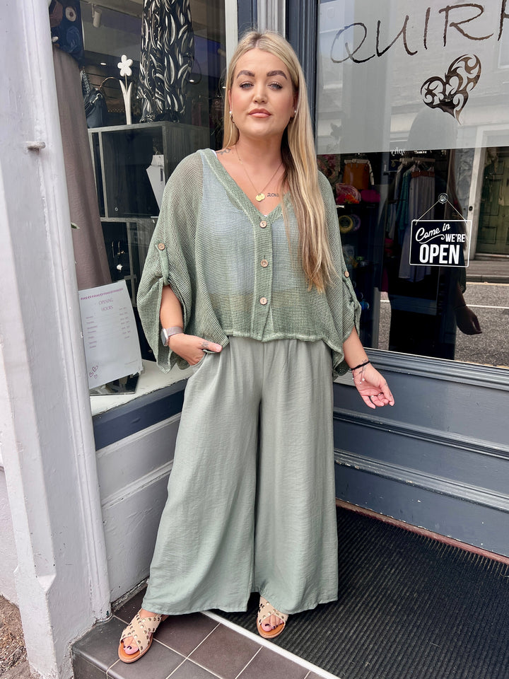 Isla Wide Leg Trousers With Belt LIGHT KHAKI