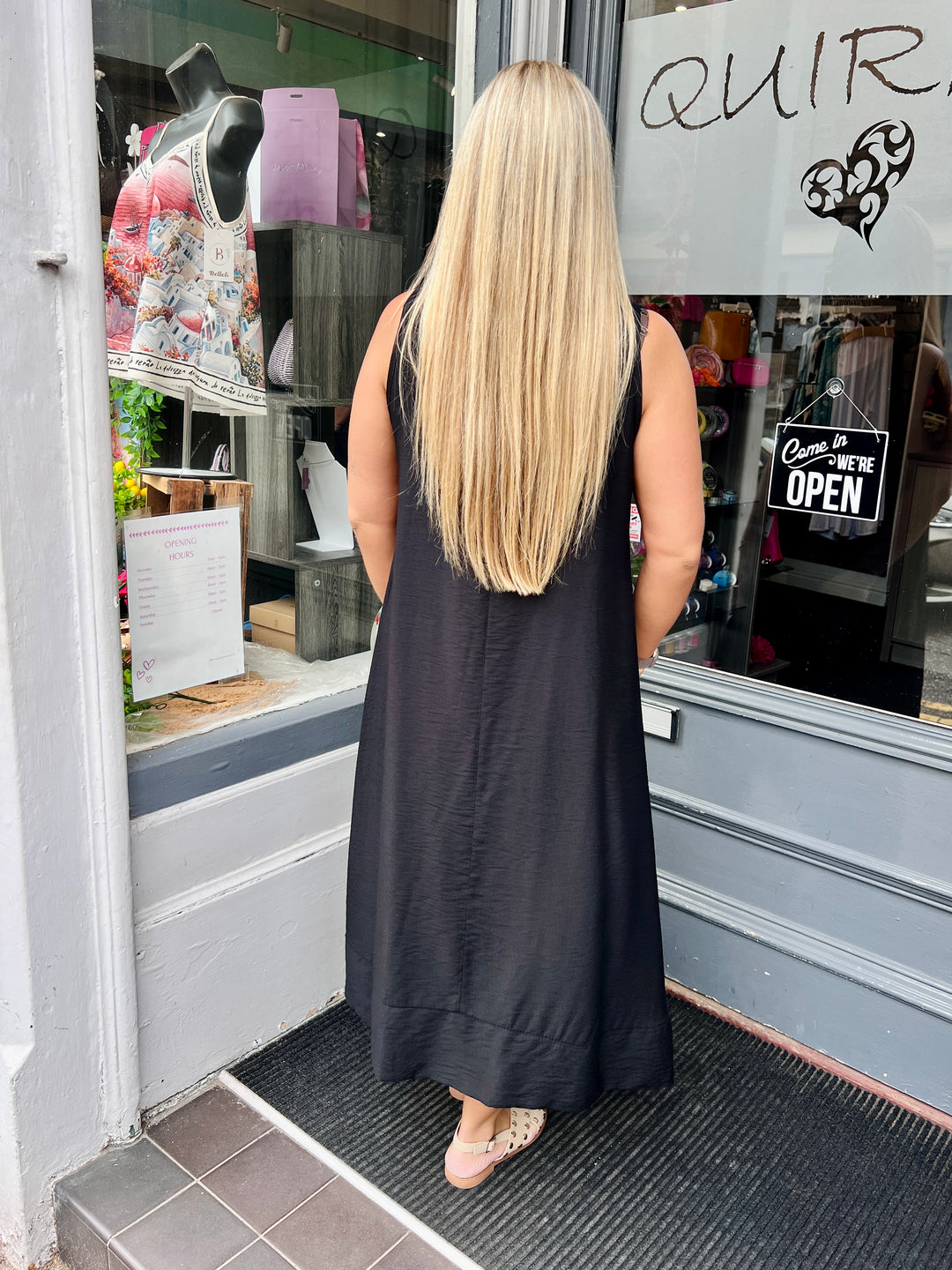 Indie Sleeveless Maxi Dress With Necklace BLACK