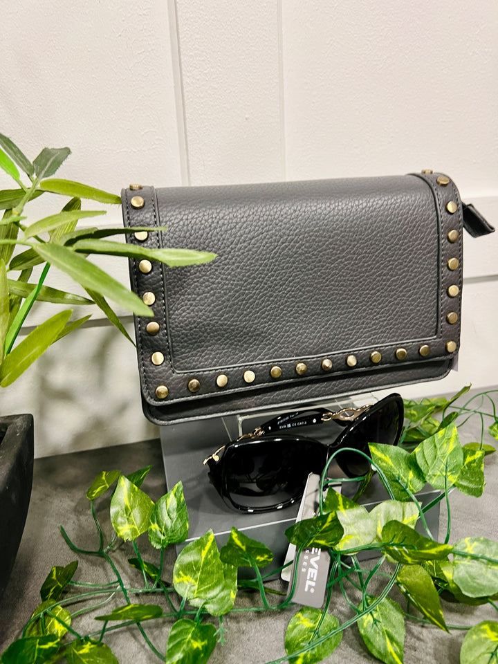 Dana Gold Stud Detail Handbag DARK GREY
