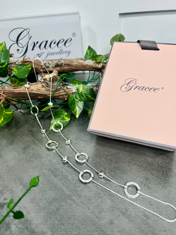 Gracee Long Circles Necklace SILVER