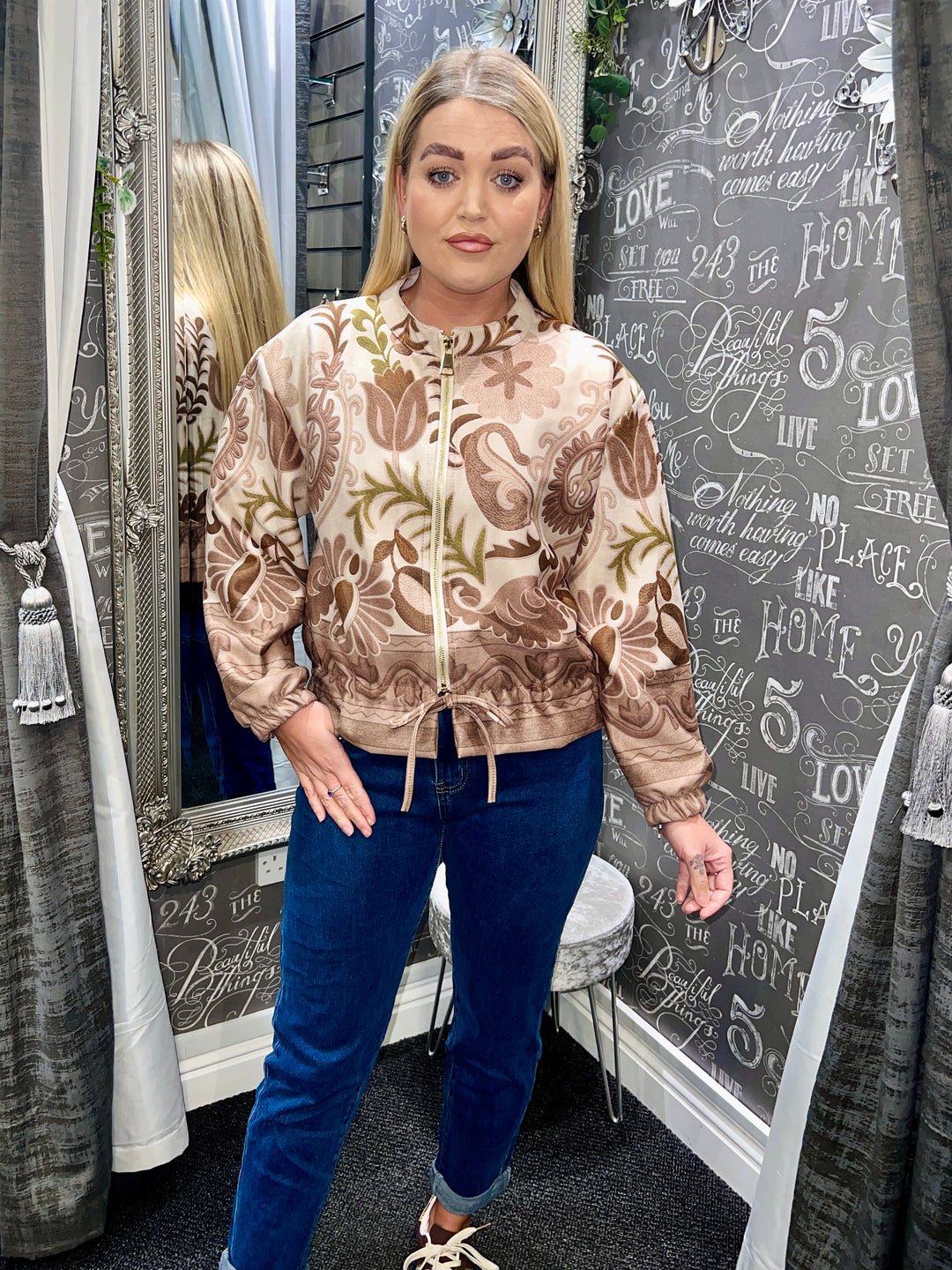 Ariana Soft Feel Floral Jacket BEIGE