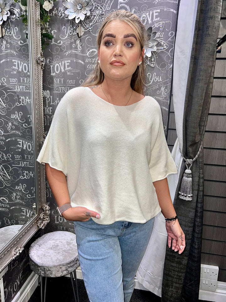 Sandi Italian Soft Knit Short Sleeve Jumper CREAM