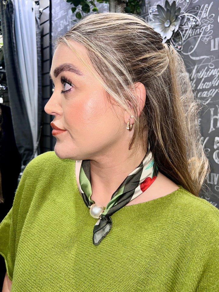 Cherries Magnetic Neck Scarf KHAKI