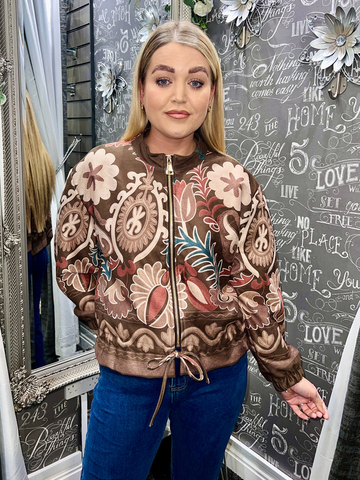 Ariana Soft Feel Floral Jacket BROWN