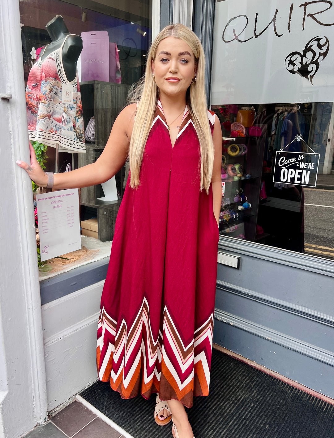 Mila Zig Zag Maxi Dress WINE