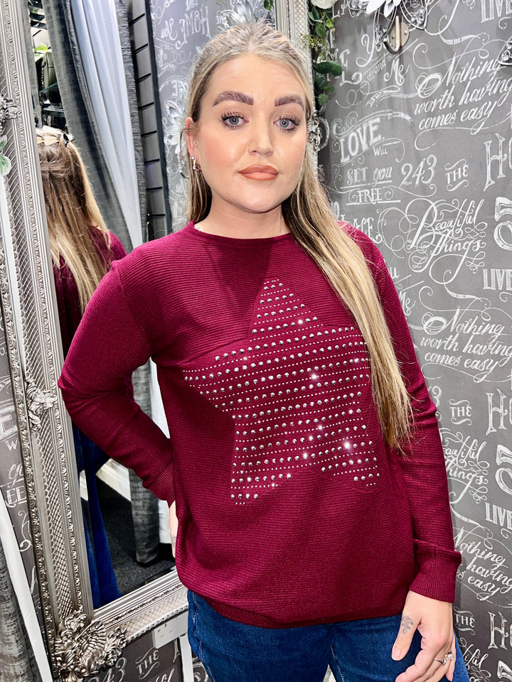 Aimee Star Design Jumper WINE