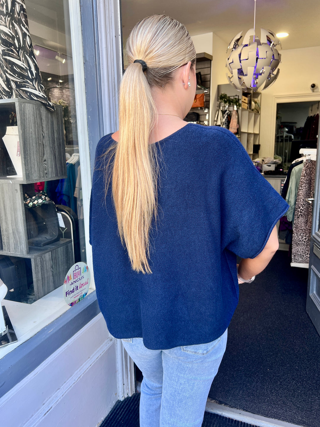 Sandi Italian Soft Knit Short Sleeve Jumper NAVY