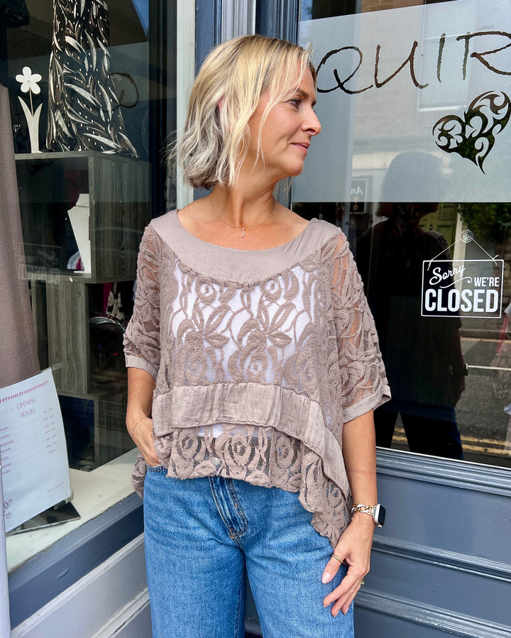 Annie Lace Top MOCHA