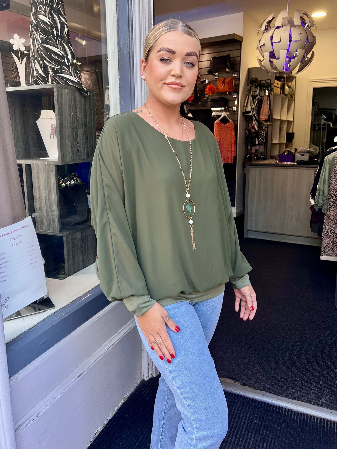 Mia Long Sleeve Chiffon Blouse KHAKI