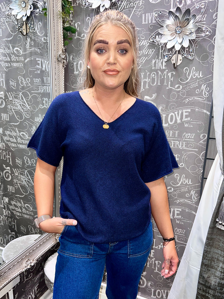 Brooke V Neck Fine Knit NAVY