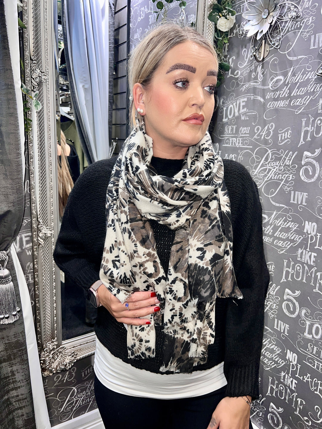 Shibori Pattern Scarf BEIGE