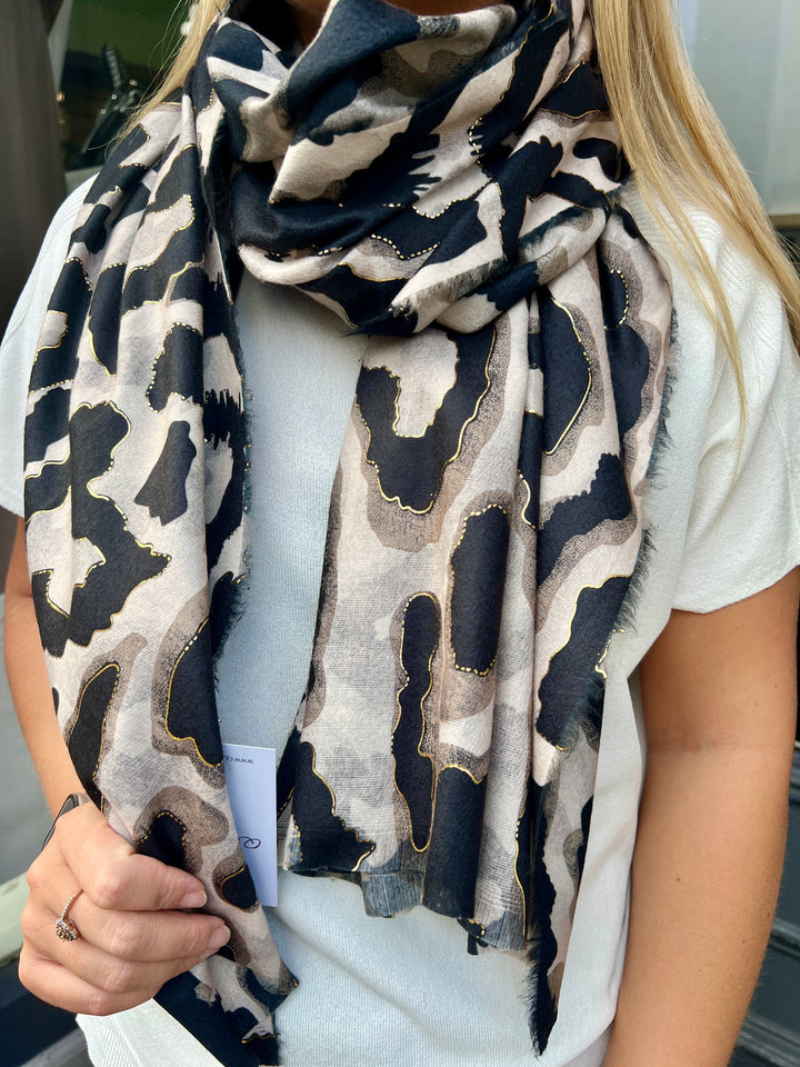 Leopard Print Scarf BEIGE