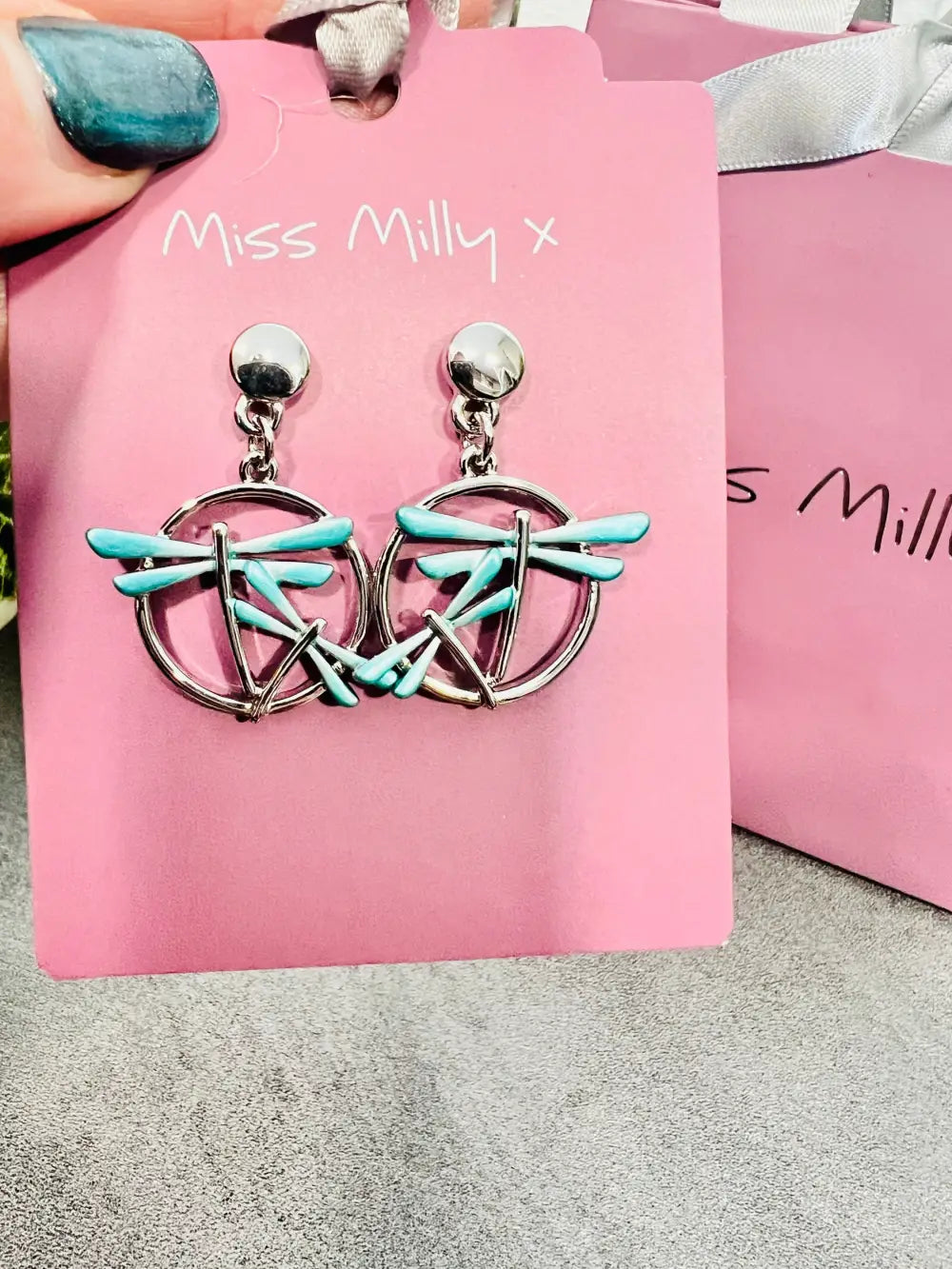 Miss Milly Aqua Dragonfly Earrings