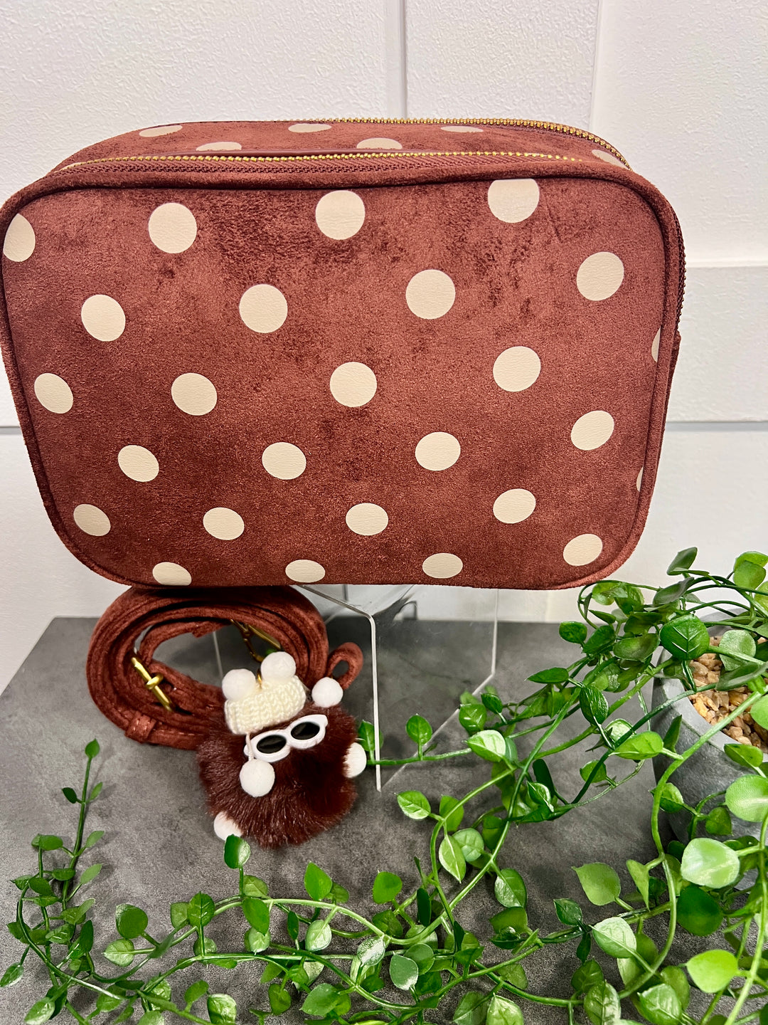 Polka Dot Suedette Camera Bag TERRACOTTA