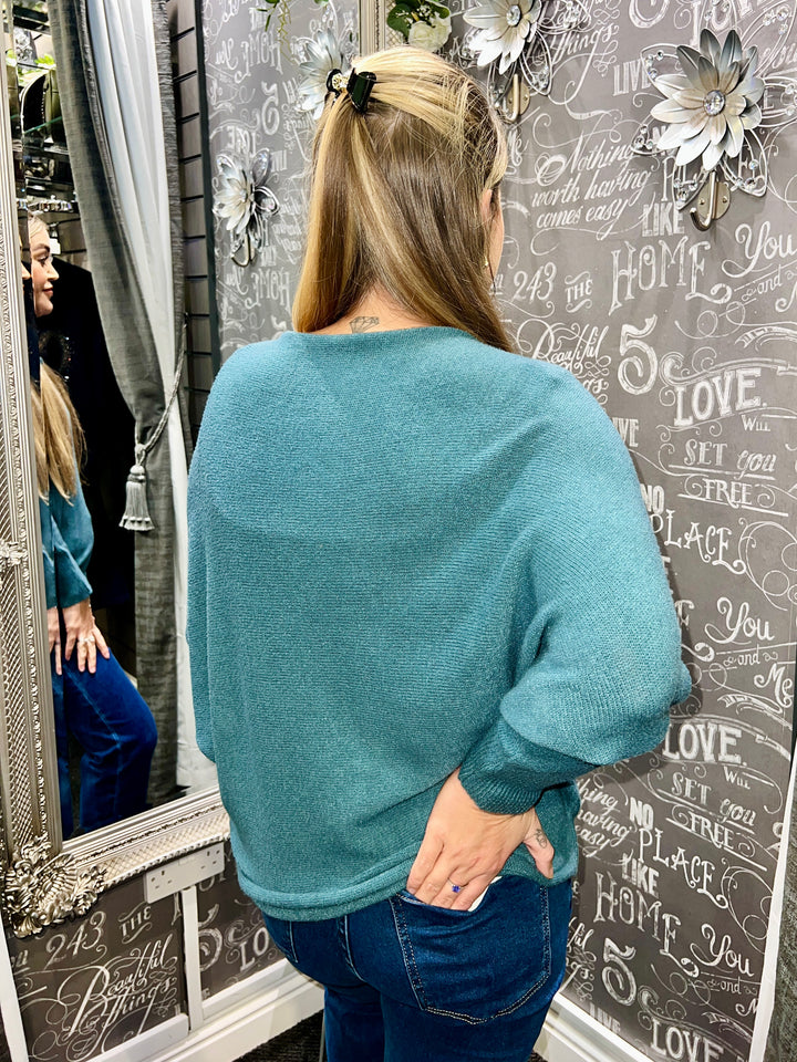 Darcie Batwing Jumper TEAL