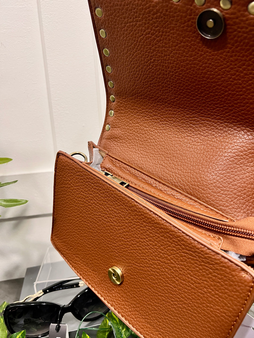 Dana Gold Stud Detail Handbag TAN