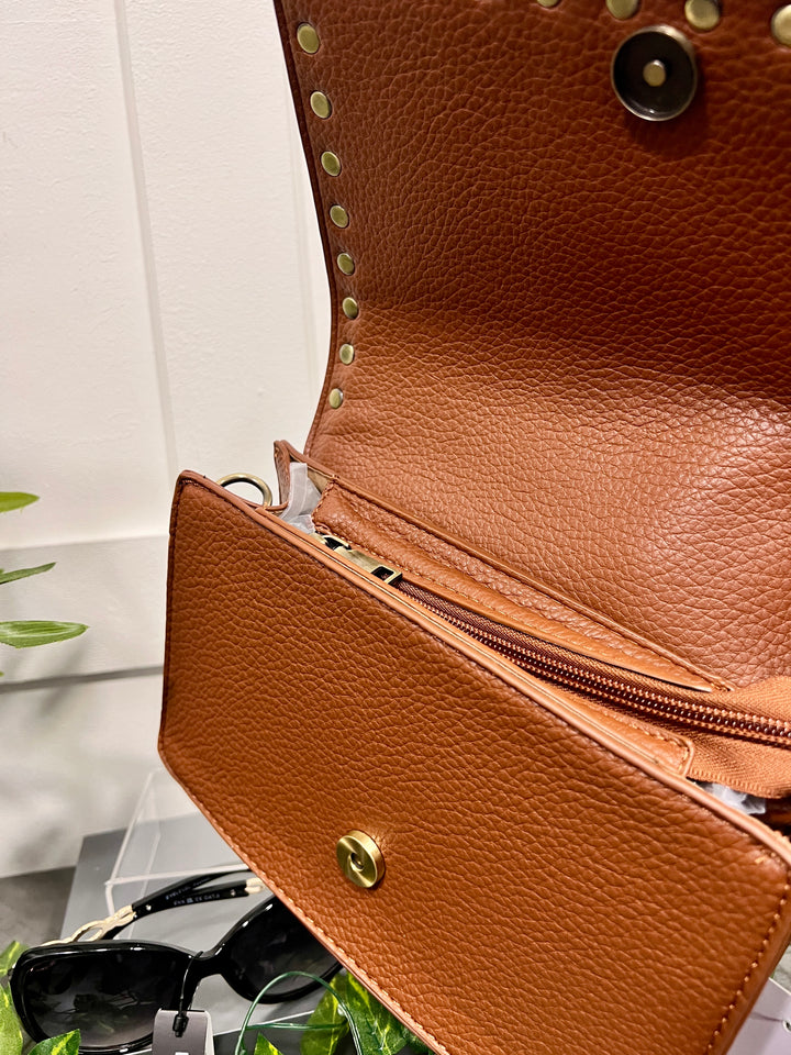 Dana Gold Stud Detail Handbag TAN
