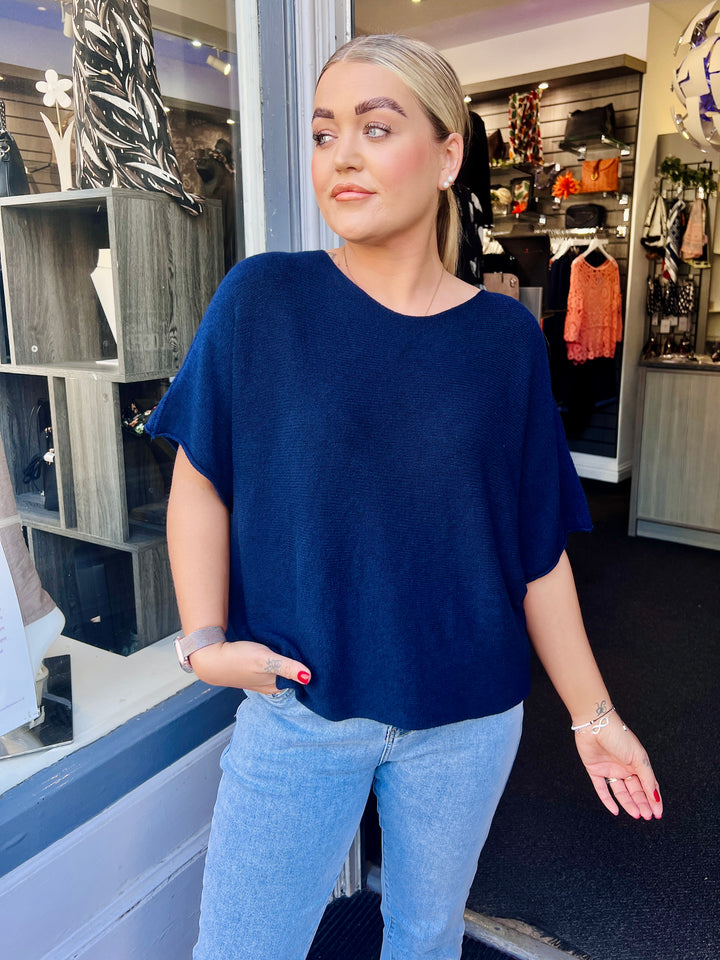 Sandi Italian Soft Knit Short Sleeve Jumper NAVY