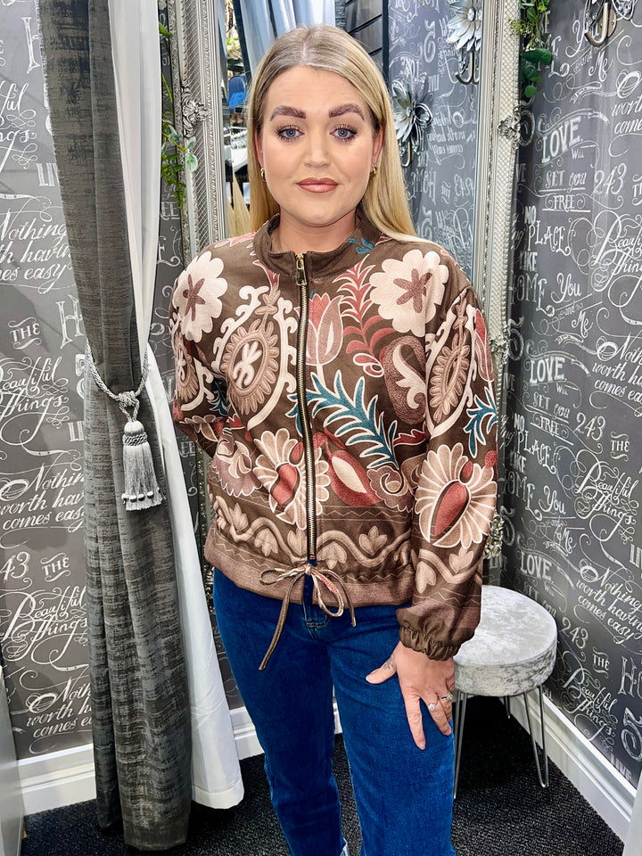 Ariana Soft Feel Floral Jacket BROWN