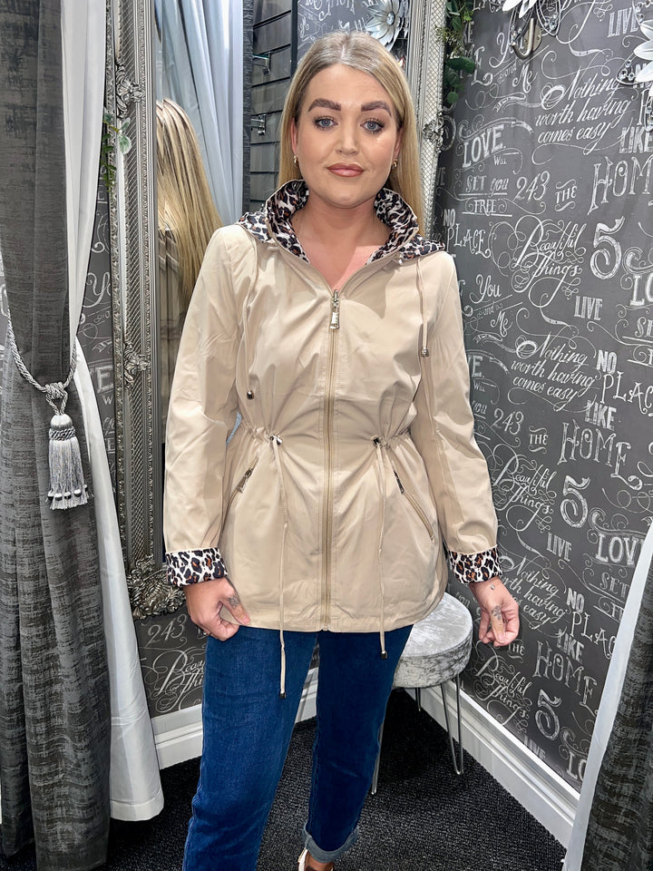 Roxy Animal Print Reversible Rain Coat BEIGE
