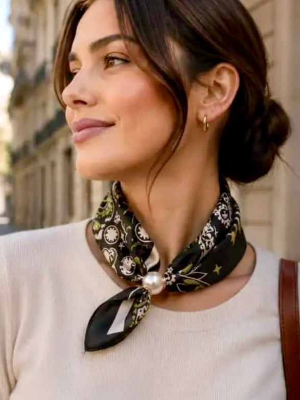 Ria Paisley Print Magnetic Scarf KHAKI