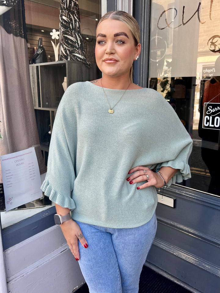 Klara Frill Sleeve Knit SAGE