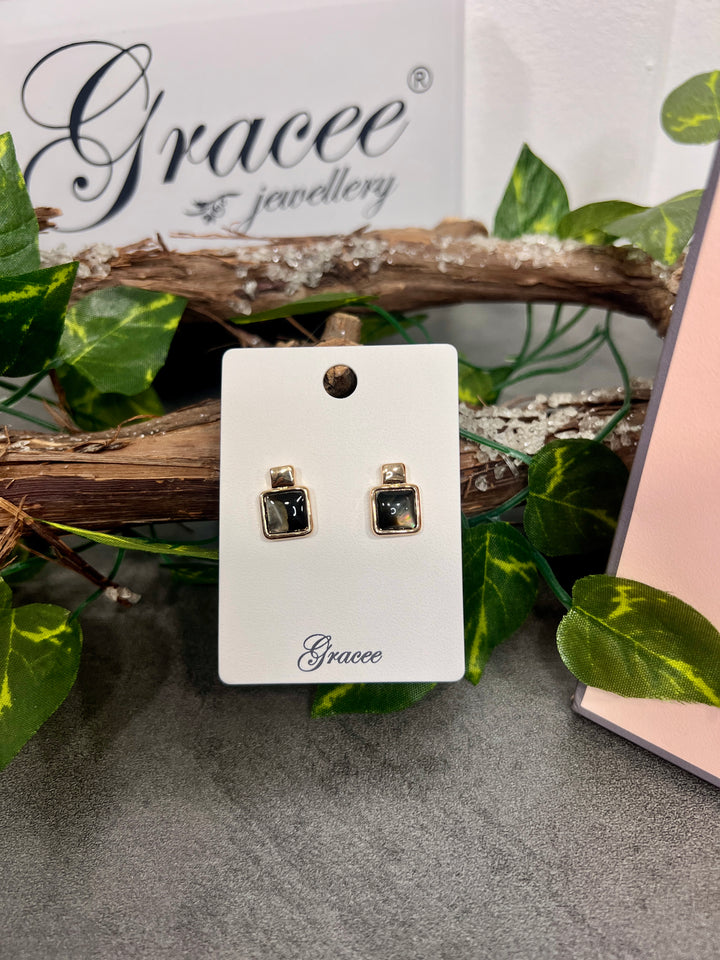 Gracee Square Abstract Earrings GOLD