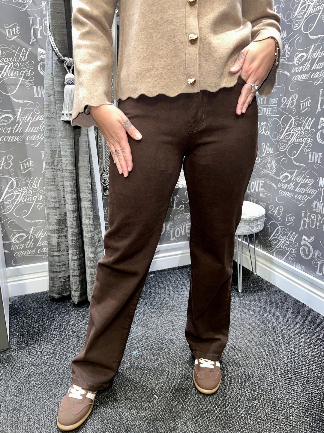 Dionne Wide Leg Jeans CHOCOLATE