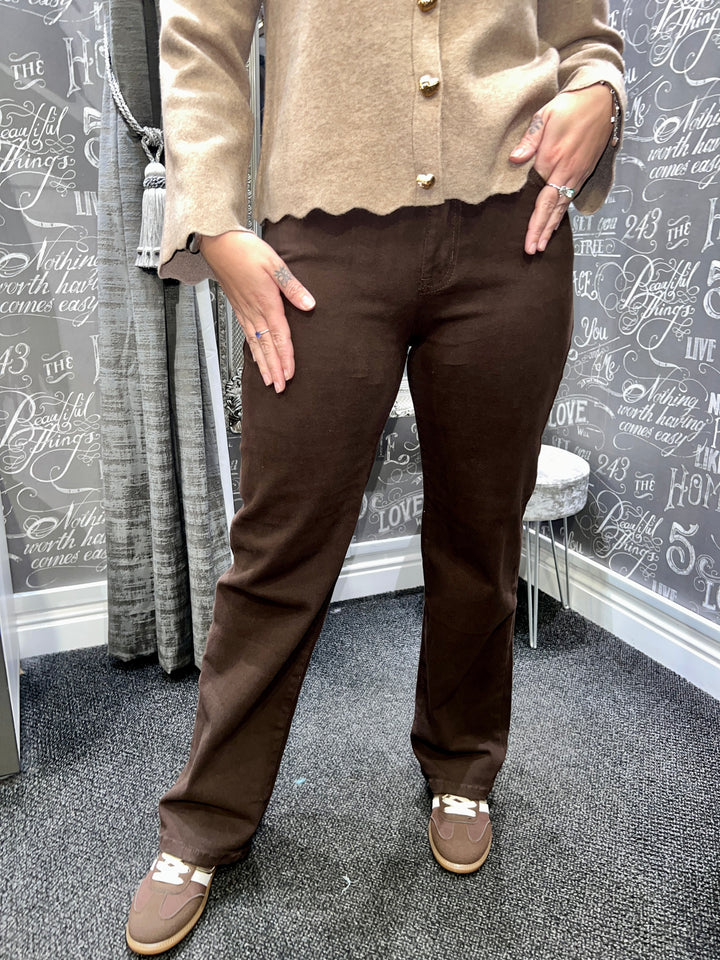 Dionne Wide Leg Jeans CHOCOLATE