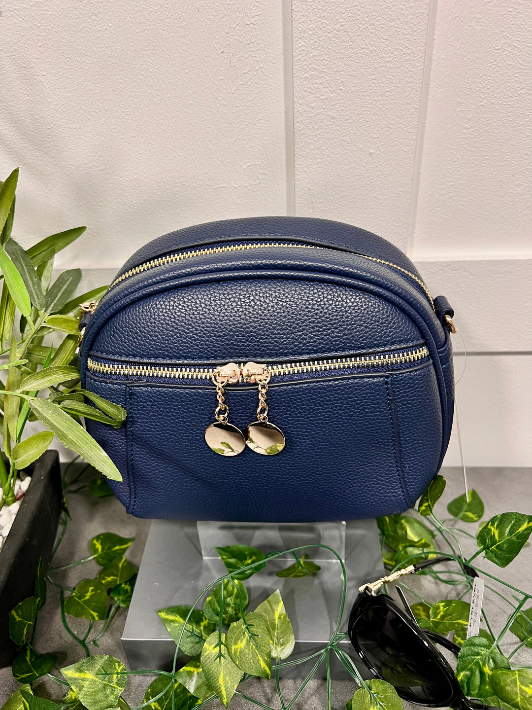 Toyah Gold Disc Zip Camera Bag NAVY