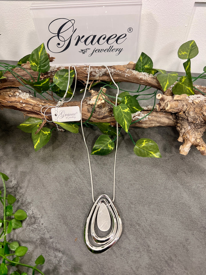 Gracee Long Mix Oval Necklace SILVER