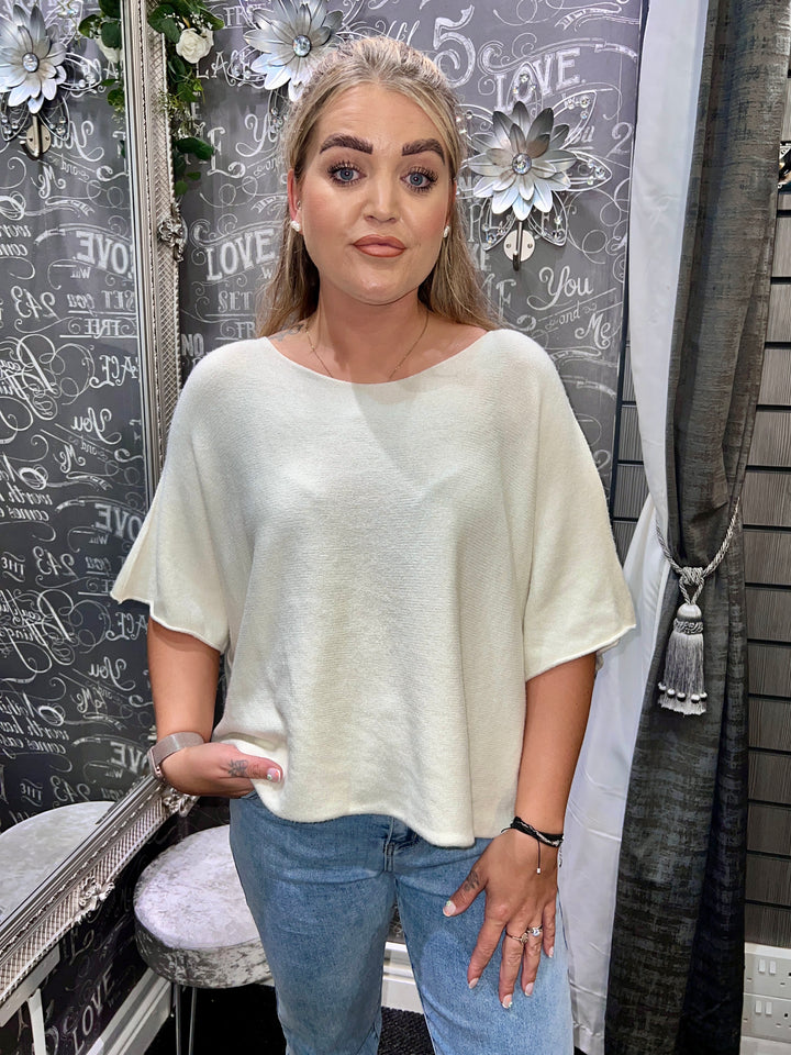 Sandi Italian Soft Knit Short Sleeve Jumper CREAM