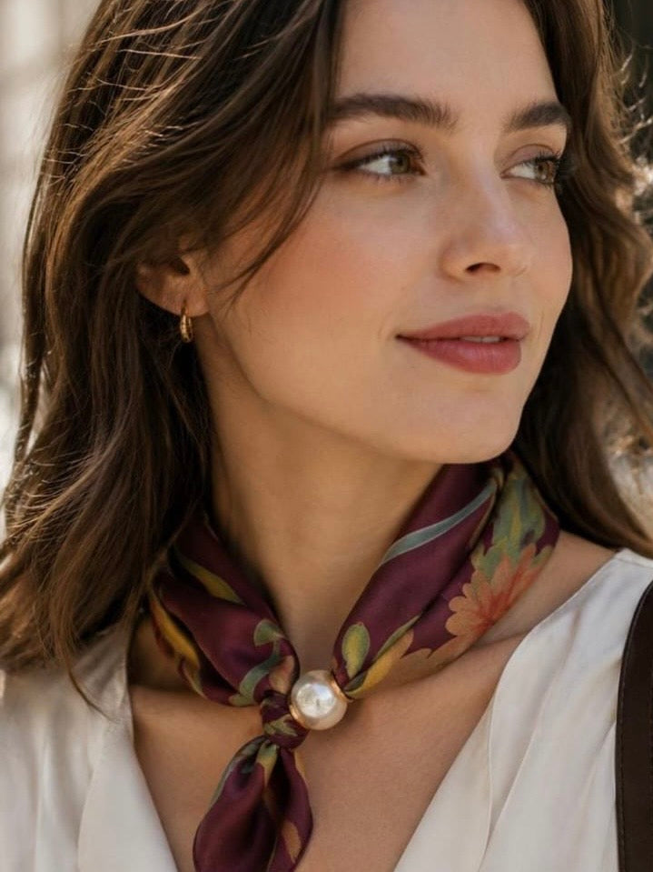 Floral Magnetic Scarf WINE