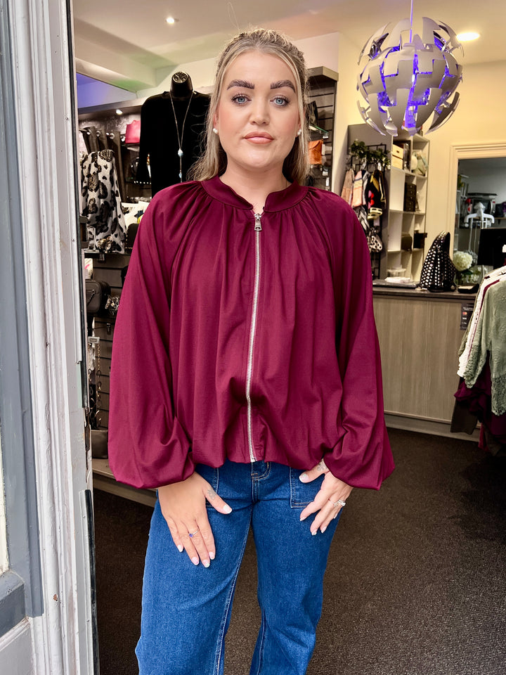 Dakota Jersey Bomber Jacket WINE