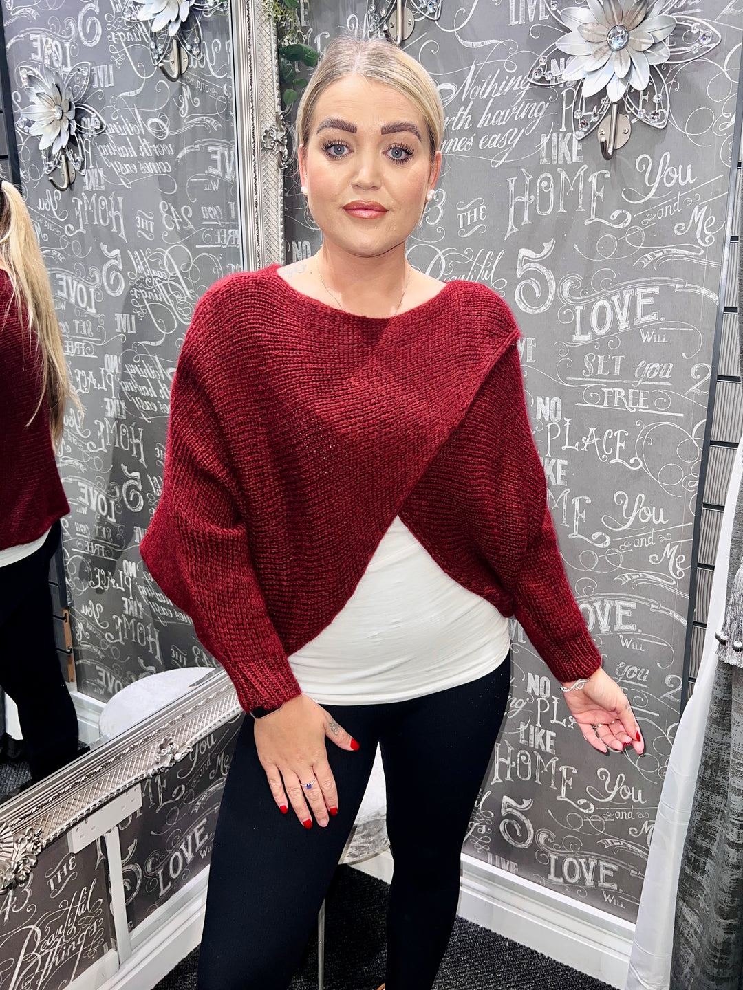 Bianca Crossover Knit WINE