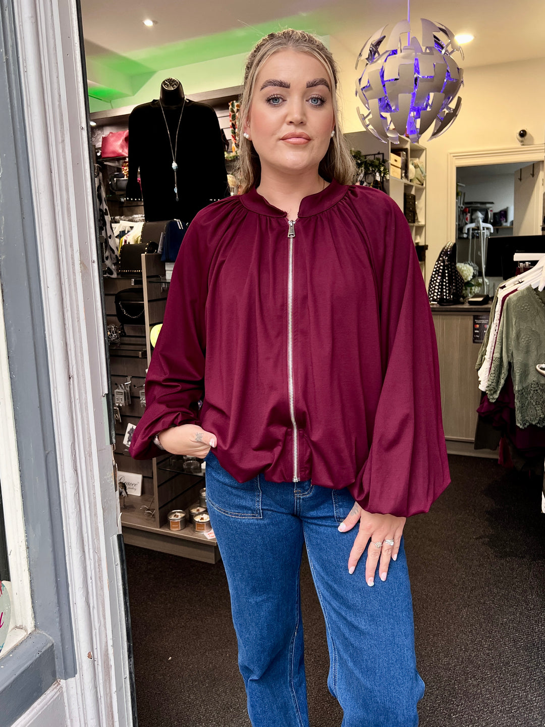 Dakota Jersey Bomber Jacket WINE