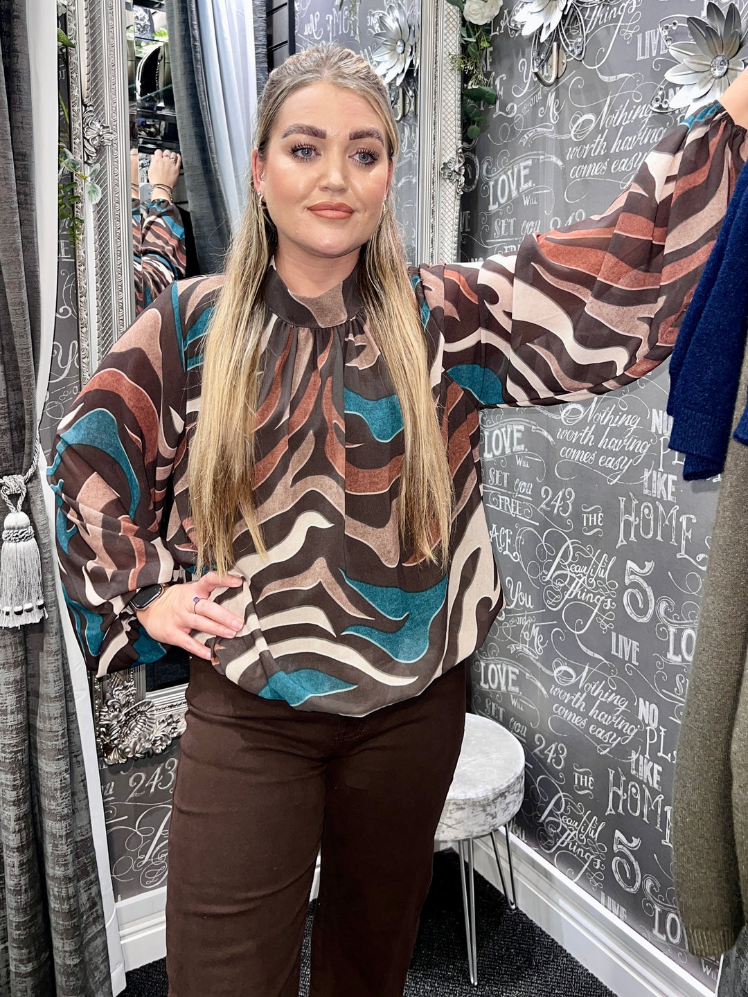Chloe Abstract Zebra Print Bubblehem CHOCOLATE